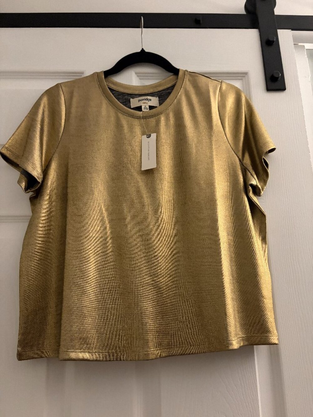 Anthropologie Metallic Gold Short-Sleeve Tee